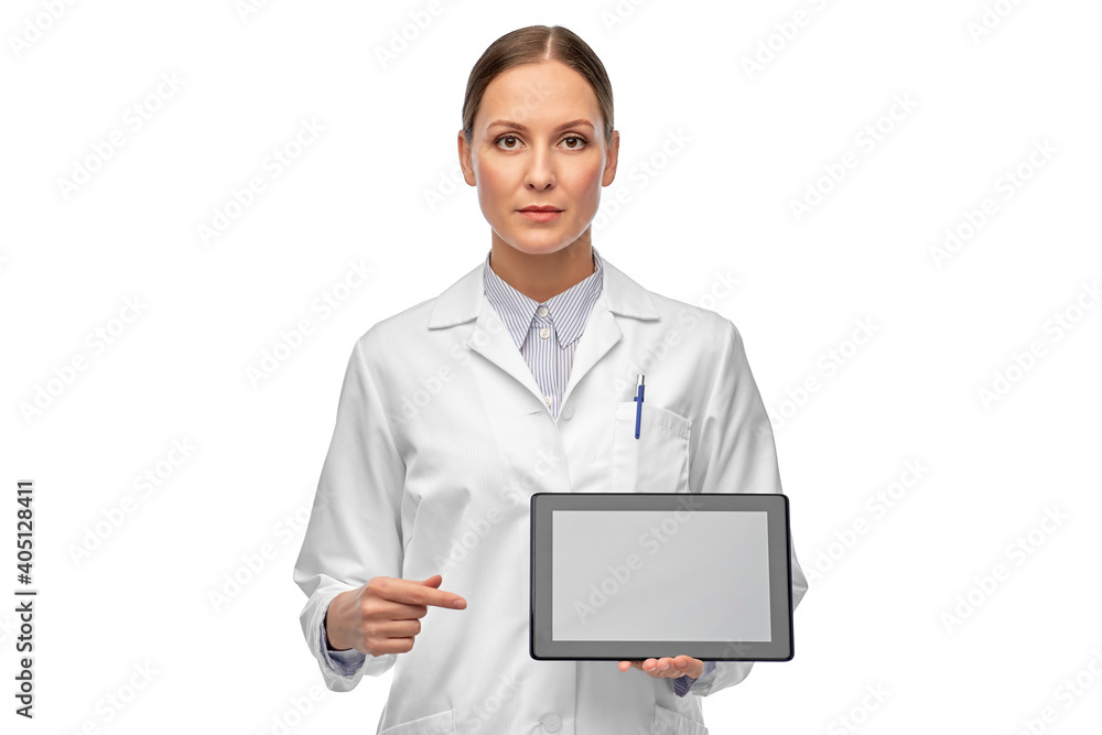 medicine, profession and healthcare concept - female doctor or scientist in white coat with tablet pc computer medicine, profession and healthcare concept - female doctor or scientist in white coat with tablet pc computer