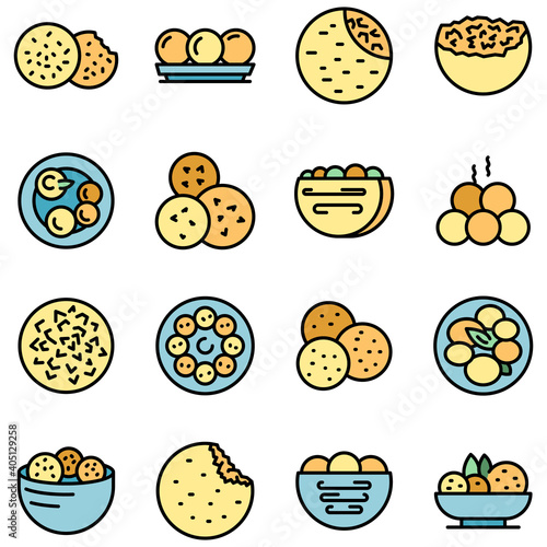 Falafel icons set. Outline set of falafel vector icons thin line color flat on white