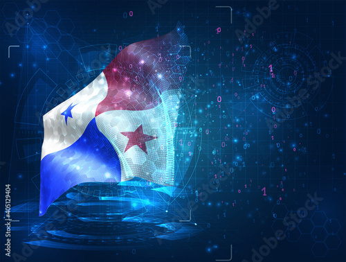vector 3d flag on blue background with hud interfaces