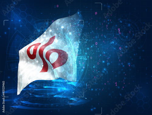 sale and discounts on vector 3d flag on blue background with hud interfaces