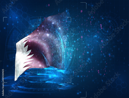 vector 3d flag on blue background with hud interfaces