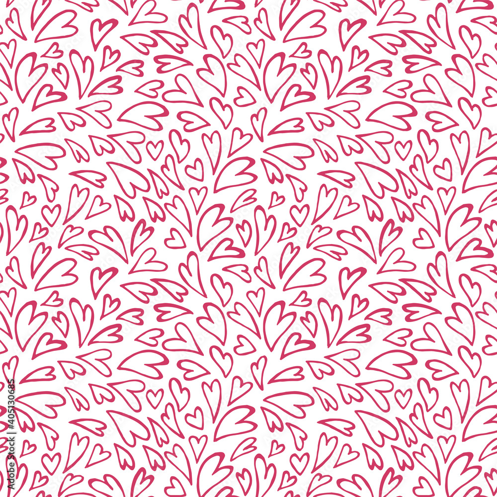 Fototapeta premium Seamless pattern with sketches of hearts