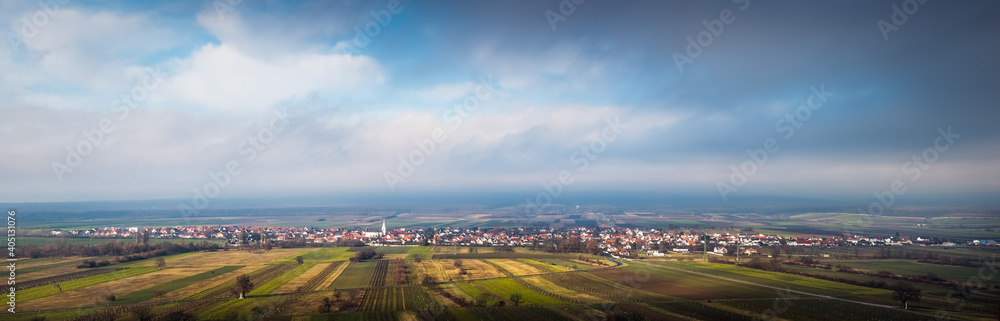 Village of Schützen im Gebirge with clouds panorama