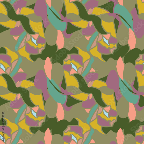 Vector florals and leaves seamless pattern. Suitable for fashion fabric, scrapbooking, wallpaper, packaging and other design projects.