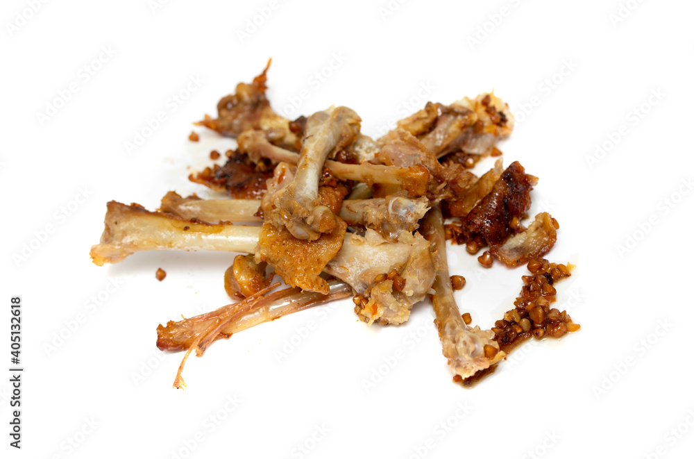 Chicken bones on white isolated background. Chicken bones on white isolated background.