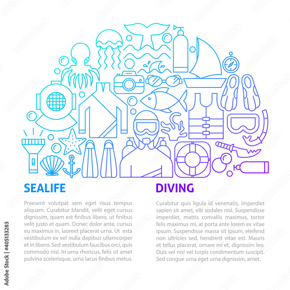 Sealife Diving Line Template