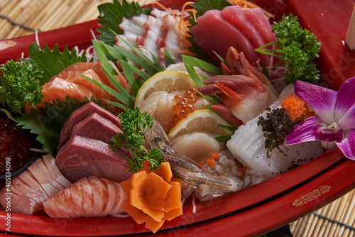 Includes sashimi menu Fresh salmon and tuna Popular dishes in Japan