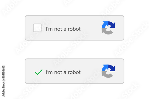 Website security form. I am not a robot captcha. Internet safety concept.