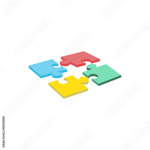 Puzzle pieces set. Collection of Jigsaw for marketing, icon and logo template. Modern flat puzzle, grid background. Puzzle pieces, vector illustration concept