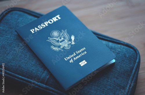 American passport on a suitcase 