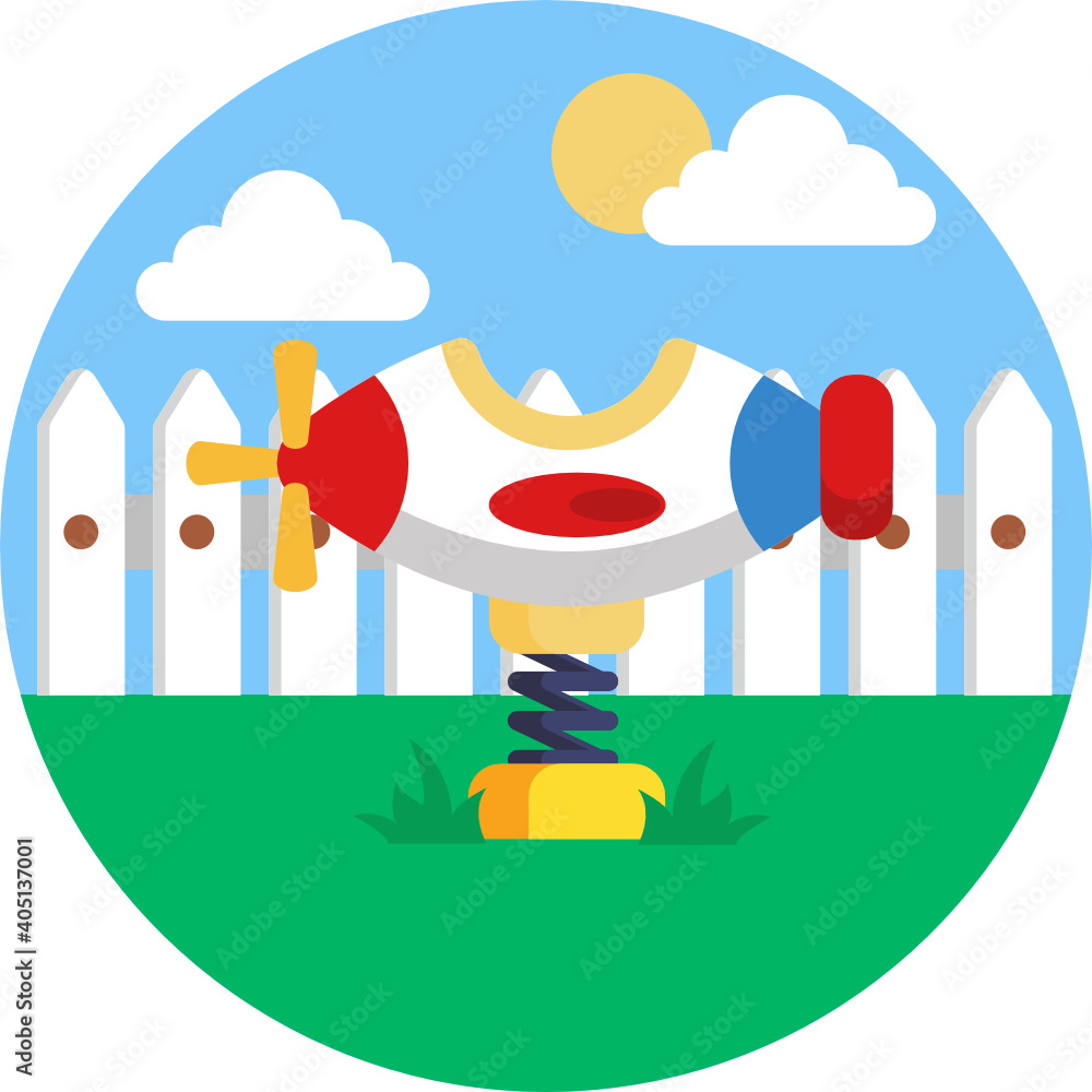 Kindergarden icon set. Included icons as kids outdoor toy, sandbox ...