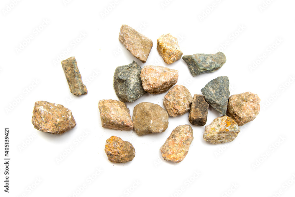 Granite stones on a white background. Granite stones on a white background.