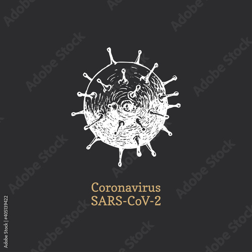 Coronavirus nCoV vector drawing in vintage style.