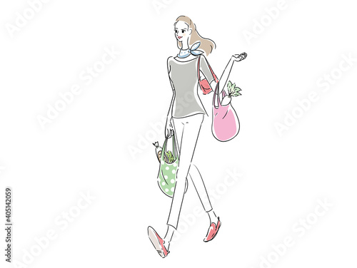 スーパーで買い物をする綺麗な女性
