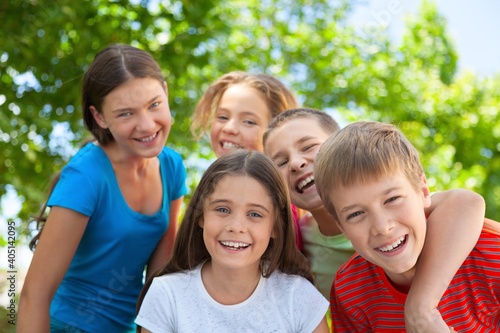 Portrait of group smiling happy children