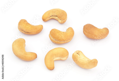 Roasted cashew nuts isolated on white background