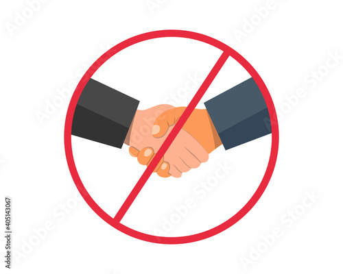 No handshake sign. Hand contact is prohibited. Virus prevention icon