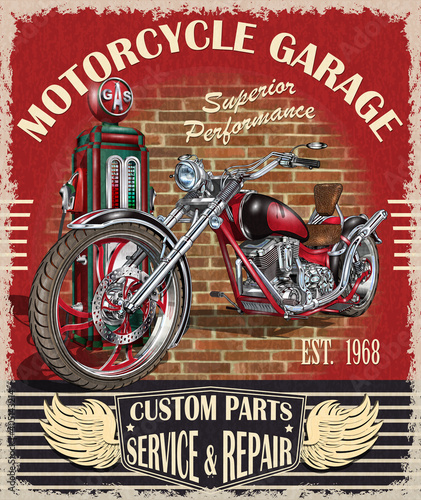 Vintage motorcycle poster.