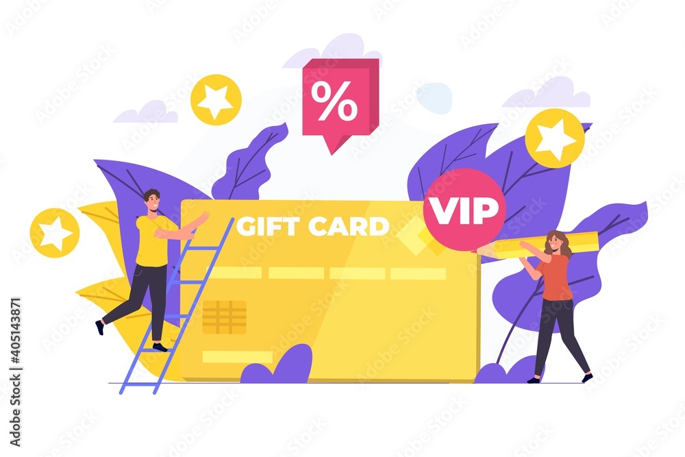 Discount, Loyalty card program and customer service. Vector illustration. Discount, Loyalty card program and customer service. Vector illustration.