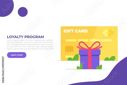 Discount, Loyalty card program and customer service. Vector illustration.