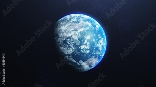 Animation realistic planet Earth in space
