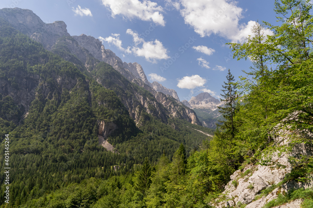 A mountainous view along the Soca Valley, Slovenia
