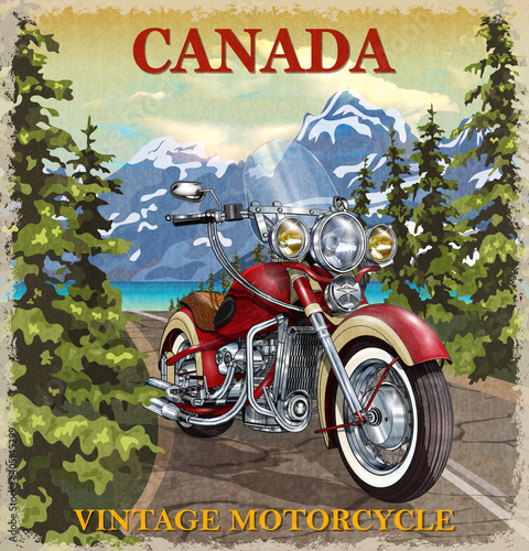 Vintage Canada motorcycle poster.