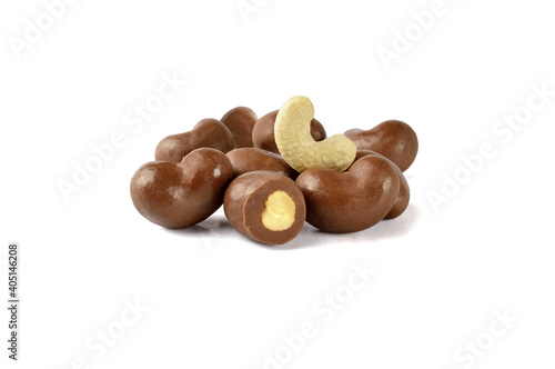 chocolate dragees as background, Soft Chocolate with Cashew.