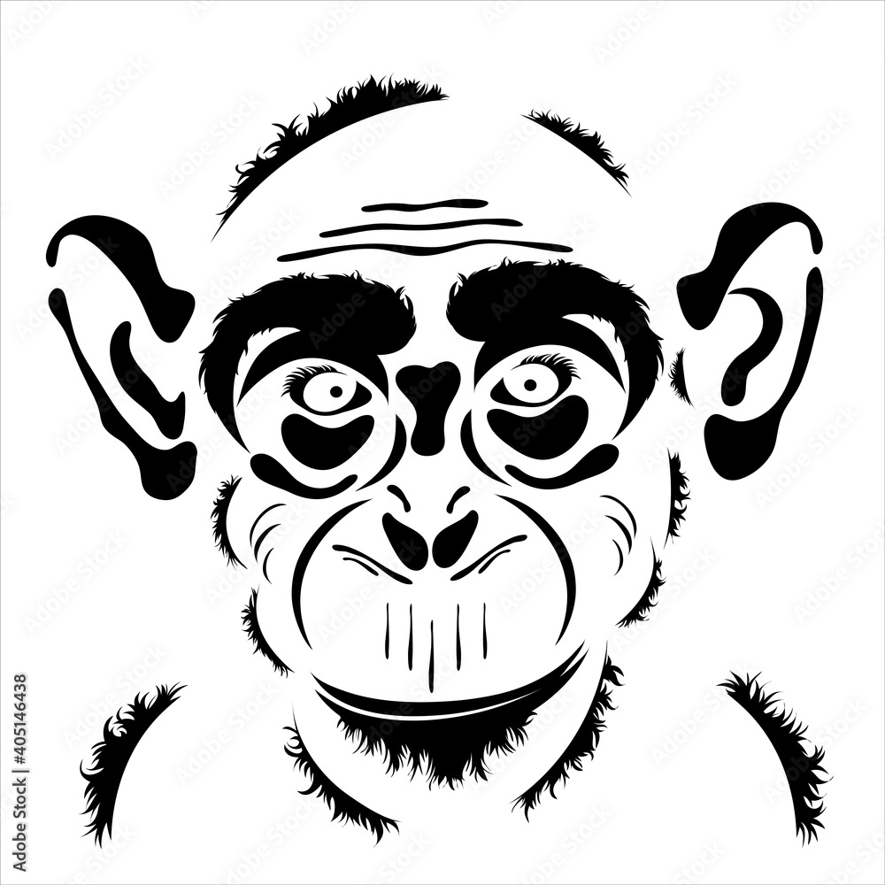 Vector illustration of monkey. Symbol of wild animal and safari.