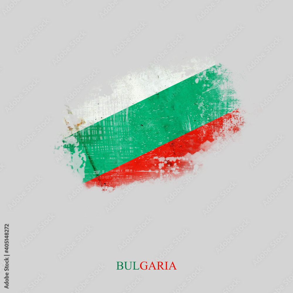 Obraz premium Grunge Flag Of Bulgaria. Isolated on gray Background