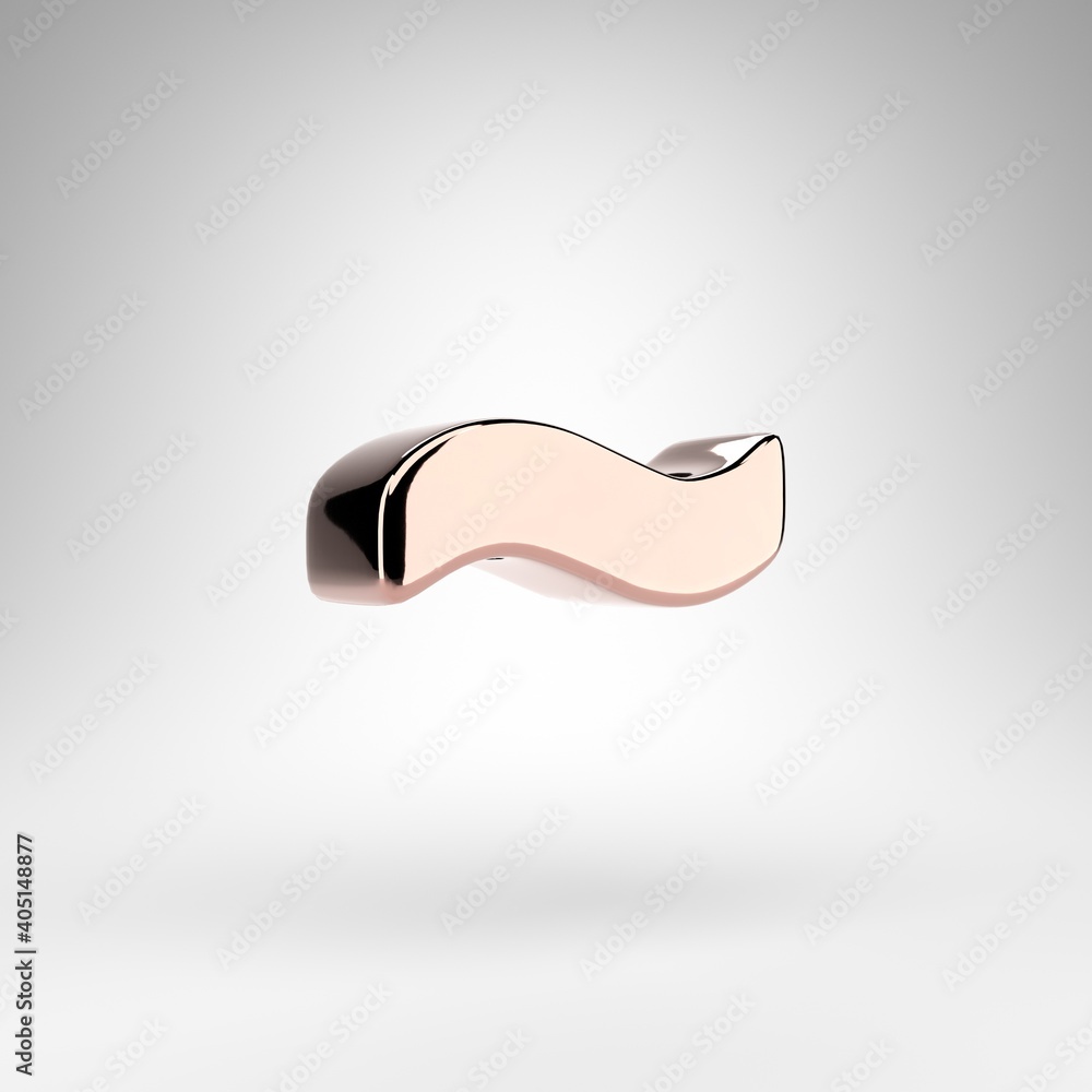 Tilda symbol on white background. Rose gold 3D sign with gloss chrome surface. Tilda symbol on white background. Rose gold 3D sign with gloss chrome surface.