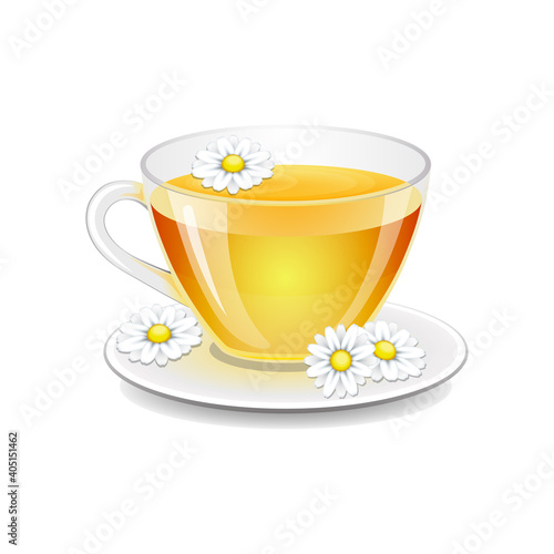 Fototapeta Naklejka Na Ścianę i Meble -  Vector illustration cup chamomile tea