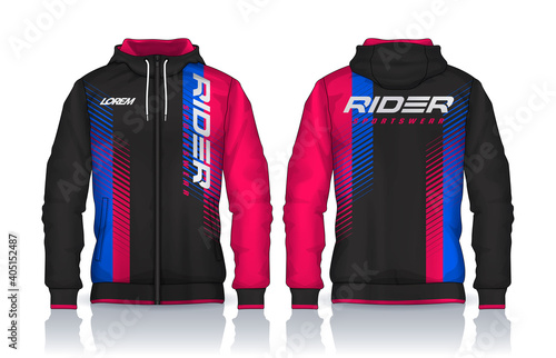 Hoodie shirts template.Jacket Design,Sportswear Track front and back view.
