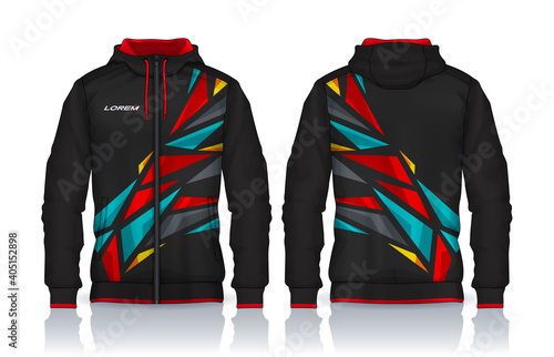 Hoodie shirts template.Jacket Design,Sportswear Track front and back view.
