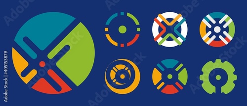 Elements of logos: details of the yurt - "shanyrak"; letter - "O" and the sun. Vector.