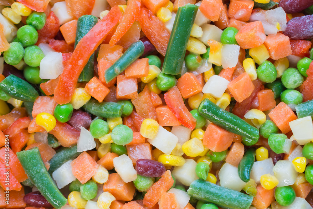 frozen vegetables close up