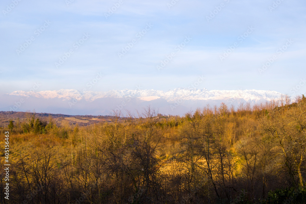 Egrisi mountain landscape, winter landscape in Samegrelo