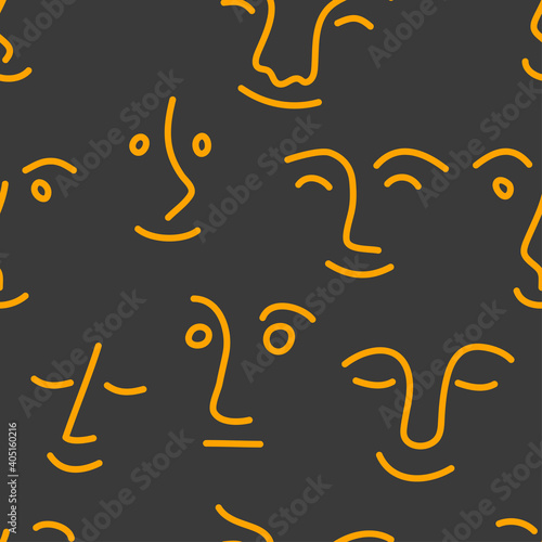 Set of funny characters, seamless abstract pattern