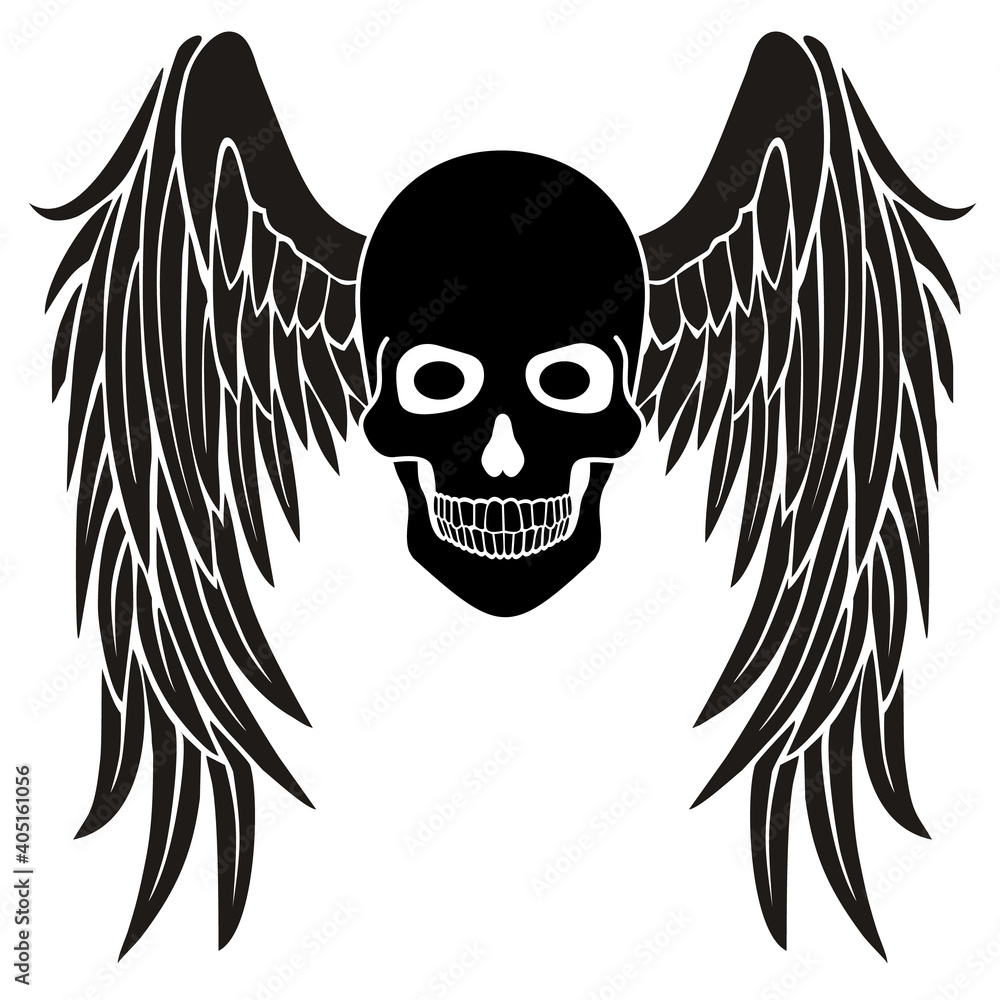 Fototapeta premium military sign with skull and wings, grunge vintage design t shirts 