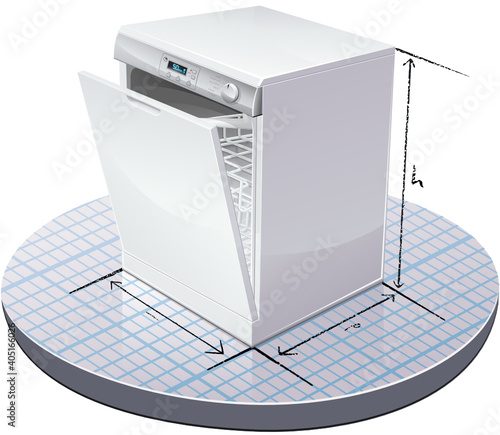 Dishwasher and its dimensions (cutout)