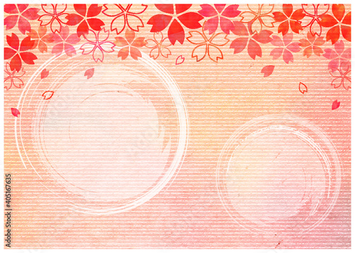 桜_水彩_淡いピンク背景