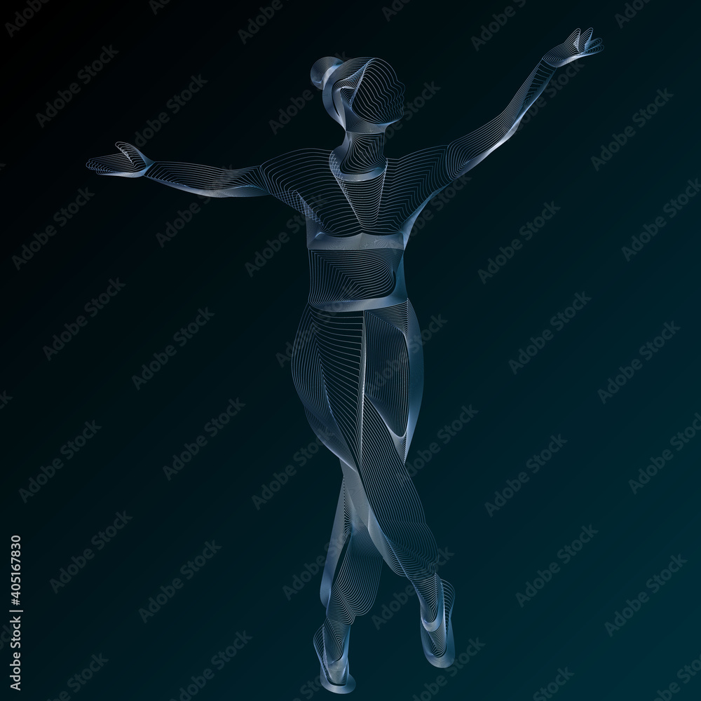 silhouette of thin lines dancing girl silhouette of thin lines dancing girl