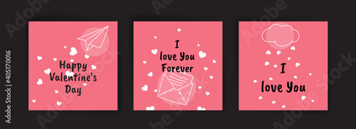 Social media post templates for Valentine's Day. card collection for valentines day.