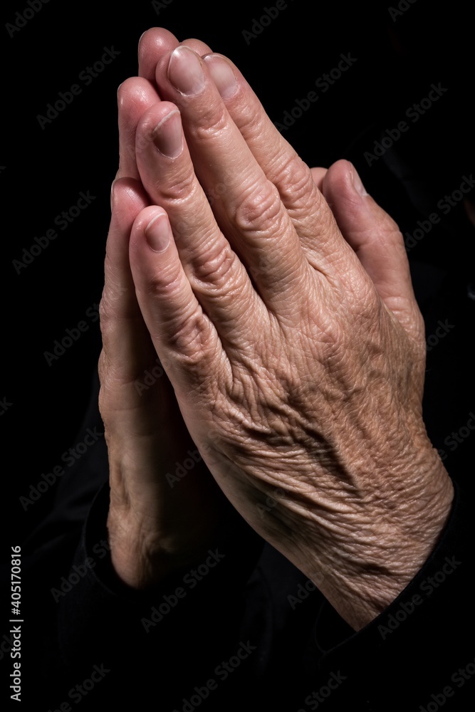 Fototapeta premium Senior Hands Praying, religion concept