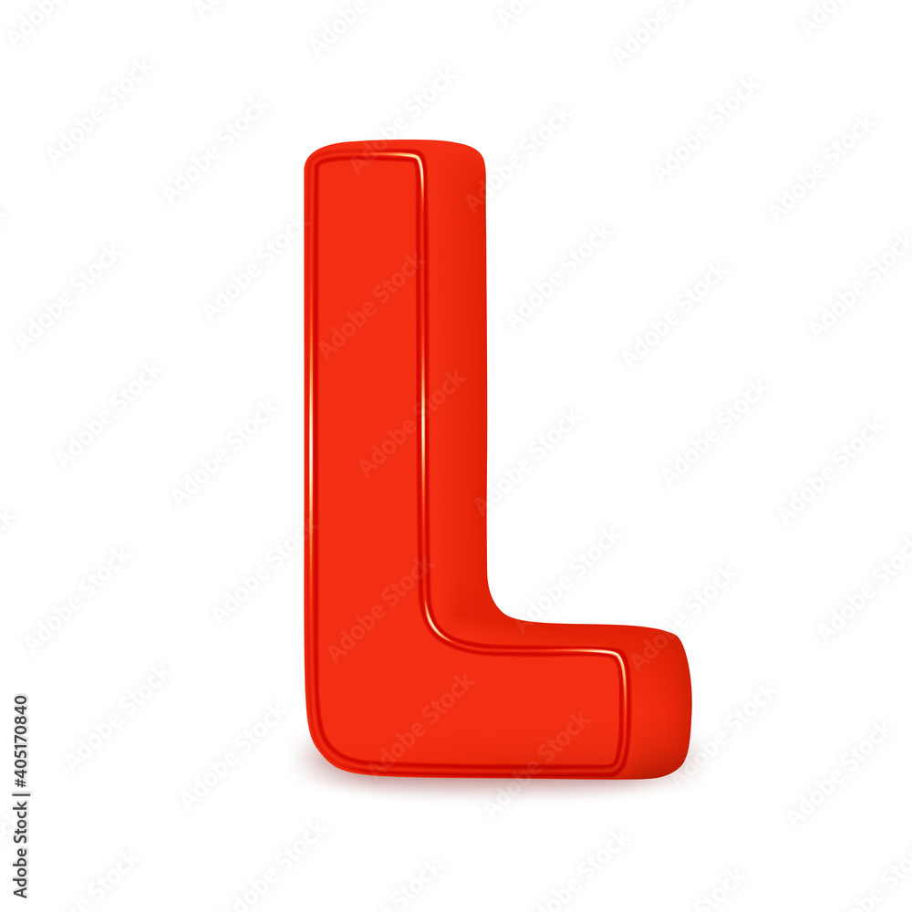 Red, cartoon and volumetric letter. Vector logo. Red, cartoon and volumetric letter. Vector logo.