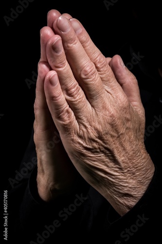 Senior Hands Praying, religion concept