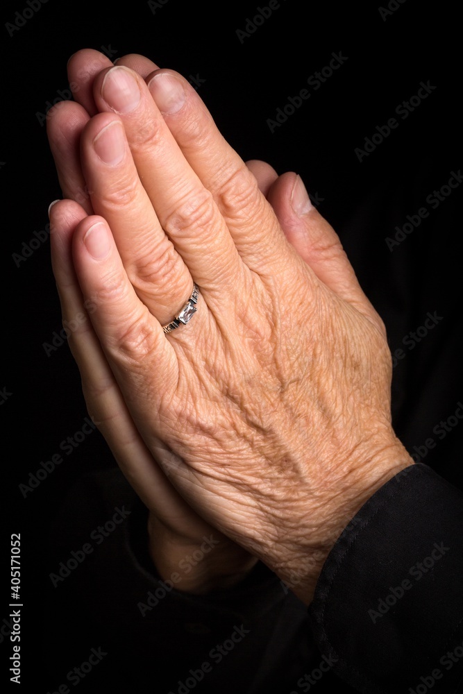 Fototapeta premium Human hands in praying sign on background