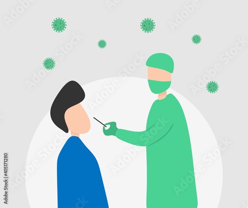 design illustration of a person taking a swab test