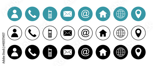 Web icon set. Business card contact information icon. Contact us icon set