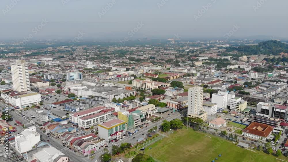 Buildings With Colorful Rooftops Packed Together In The Busy City - Pan Right To Left Buildings With Colorful Rooftops Packed Together In The Busy City - Pan Right To Left